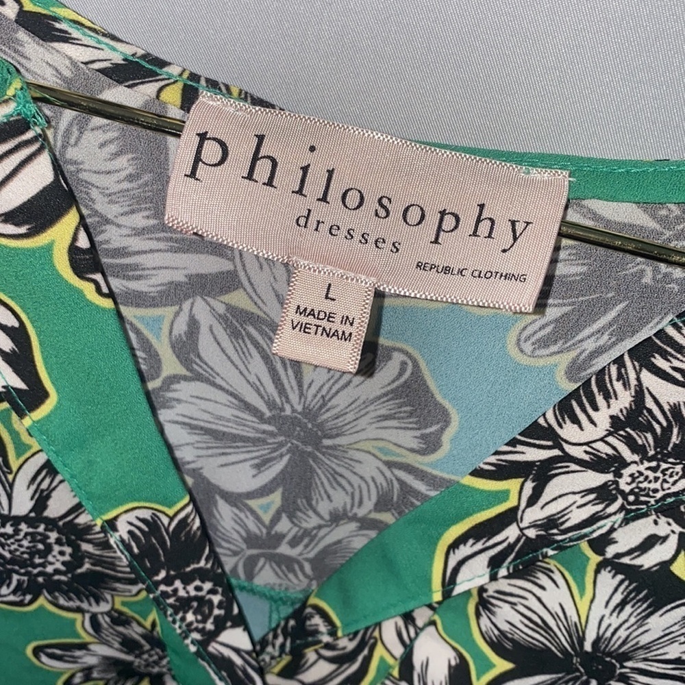 Philosophy Green Floral Dress, Size Large - Picture 5 of 8